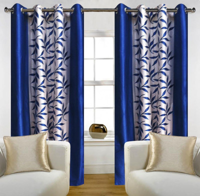 57% OFF on Hargunz Polyester Door Curtain 84 inches (3 ft) Pack of 2(Floral Blue)