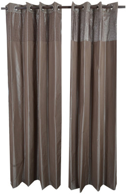 MABA 215 cm (7 ft) Polyester Door Curtain (Pack Of 2)(Plain, Brown)