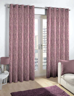 

Skipper 275 cm (9 ft) Blends Long Door Curtain Single Curtain(Motif, Purple)