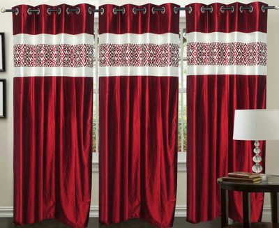 

Ville Style 275 cm (9 ft) Polyester Long Door Curtain (Pack Of 3)(Solid, Maroon)