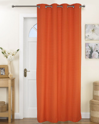 

Lushomes 230 cm (8 ft) Cotton Door Curtain Single Curtain(Embroidered, Orange)