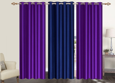 

Furnishing Zone 274 cm (9 ft) Polyester Long Door Curtain (Pack Of 3)(Plain, Purple, Blue), Blue;purple