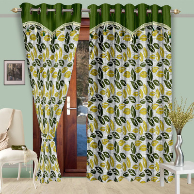

Cortina 210 cm (7 ft) Polyester Door Curtain (Pack Of 2)(Floral, Green)