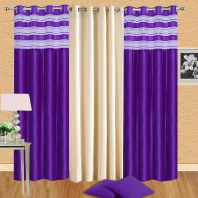 Handloom Hub Polyester Door Curtain 210 cm (7 ft) Pack of 3(Solid Multicolor) Handloom Hub Polyester Door Curtain 210 cm (7 ft) Pack of 3(Solid Multicolor)