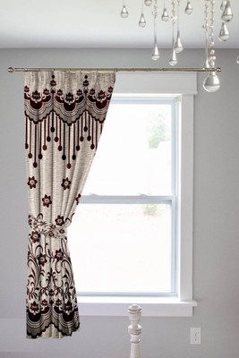 

Threadmix 152 cm (5 ft) Polyester Window Curtain Single Curtain(Abstract, Brown)