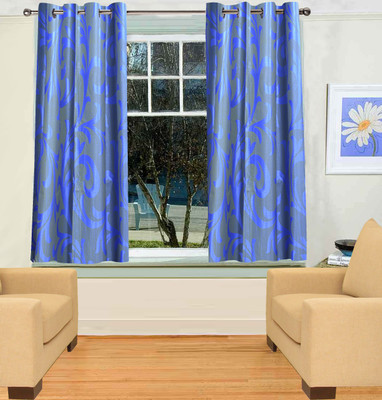 

Trendy Home 152.4 cm (5 ft) Polyester Window Curtain (Pack Of 2)(Printed, Blue)