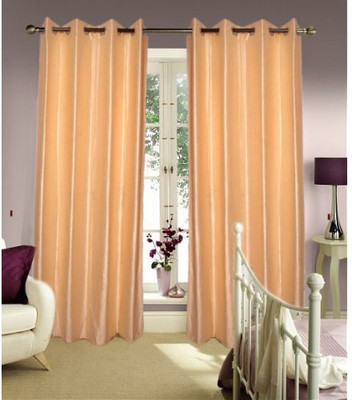 

JT International 213.36 cm (7 ft) Polyester Door Curtain (Pack Of 2)(Printed, Beige)