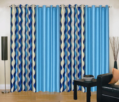

Ville Style 214 cm (7 ft) Polyester Door Curtain (Pack Of 4)(Abstract, Blue, Aqua), Aqua;blue