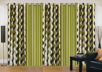 

Ville Style 275 cm (9 ft) Polyester Long Door Curtain (Pack Of 5)(Abstract, Green)