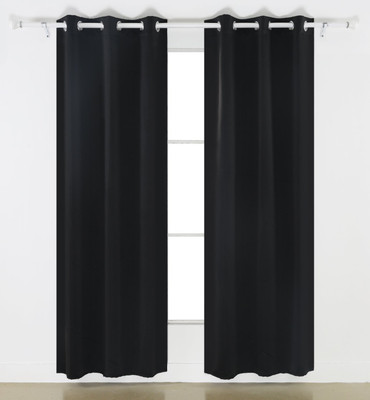 

American-Elm 153 cm (5 ft) Polyester Window Curtain (Pack Of 2)(Solid, Black)