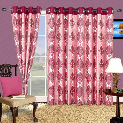 

Cortina 150 cm (5 ft) Polyester Window Curtain Single Curtain(Solid, Pink)