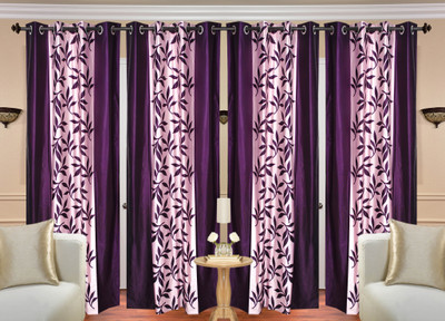 

Handloom Hut 275 cm (9 ft) Polyester Long Door Curtain (Pack Of 4)(Printed, Purple Kolawery Long Door)