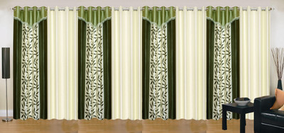 

Ville Style 214 cm (7 ft) Polyester Door Curtain (Pack Of 8)(Floral, Green, Cream), Cream;green
