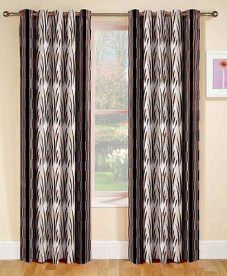 

Decor World 152 cm (5 ft) Polyester Window Curtain (Pack Of 2)(Abstract, Brown)