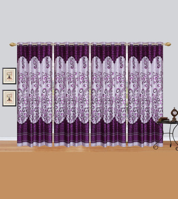 

Rj Products 210 cm (7 ft) Polycotton Door Curtain (Pack Of 4)(Printed, Purple)
