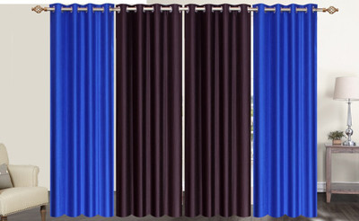 

Furnishing Zone 274 cm (9 ft) Polyester Long Door Curtain (Pack Of 4)(Plain, Blue, Brown)