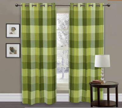

Elan 270 cm (9 ft) Cotton Long Door Curtain Single Curtain(Geometric, Green)