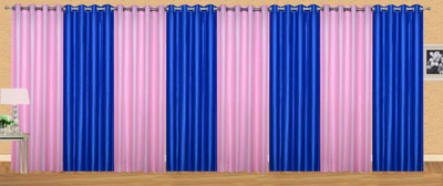 

Ville Style 153 cm (5 ft) Polyester Window Curtain (Pack Of 8)(Solid, Pink, Blue), Blue;pink
