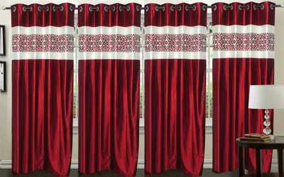 

Stella Creations 275 cm (9 ft) Polyester Long Door Curtain (Pack Of 4)(Printed, Maroon)