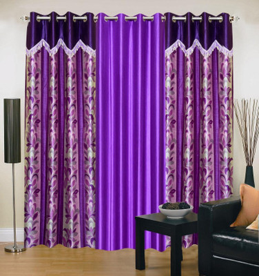 

Excel Bazaar 214 cm (7 ft) Polyester Door Curtain (Pack Of 3)(Floral, Purple)