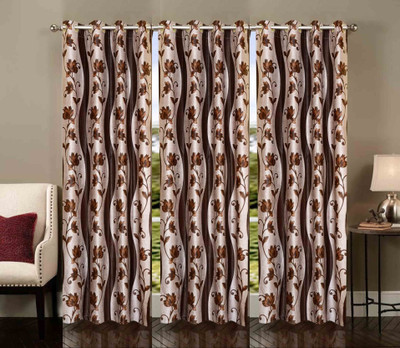 

Stella Creations 214 cm (18 ft) Polyester Door Curtain (Pack Of 3)(Printed, Brown)