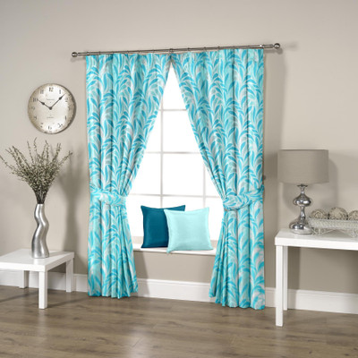 Threadmix 152 cm (5 ft) Polycotton Window Curtain Single Curtain(Abstract, Blue)