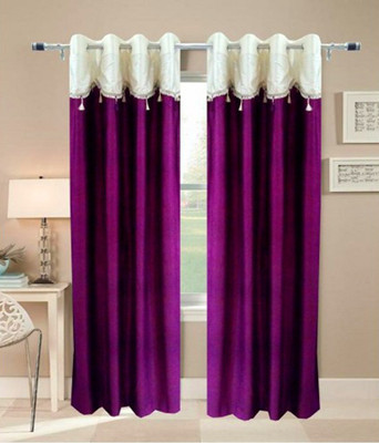

PariHomefurnishing 274 cm (23 ft) Polyester Long Door Curtain (Pack Of 2)(Self Design, Purple)