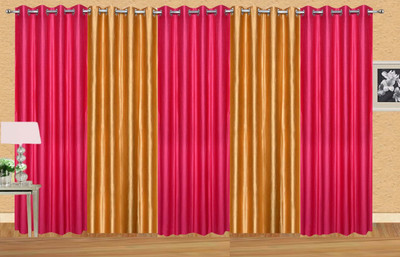 

Stella Creations 214 cm (7 ft) Polyester Door Curtain (Pack Of 5)(Solid, Pink, Gold), Gold;pink
