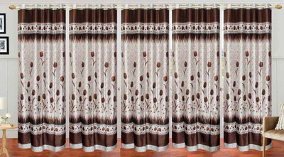 iTrend India 213 cm (7 ft) Polyester Door Curtain (Pack Of 5)(Printed, Coffee)