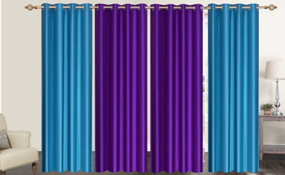 

Furnishing Zone 152 cm (5 ft) Polyester Window Curtain (Pack Of 4)(Plain, Blue, Purple)
