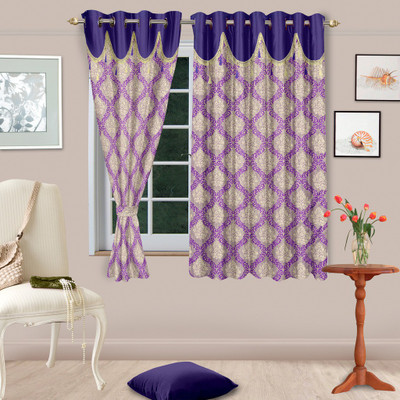 

Cortina 150 cm (5 ft) Polyester Window Curtain (Pack Of 2)(Floral, Purple)