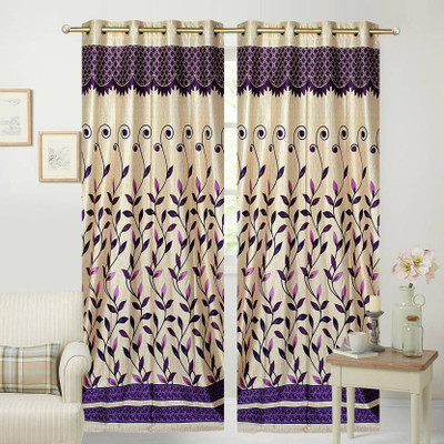 

Abhi Decor 274 cm (9 ft) Polyester Long Door Curtain (Pack Of 2)(Printed, Purple)