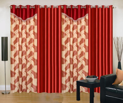 

Ville Style 214 cm (7 ft) Polyester Door Curtain (Pack Of 4)(Abstract, Red)