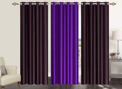 

Furnishing Zone 152 cm (5 ft) Polyester Window Curtain (Pack Of 3)(Plain, Brown, Purple)