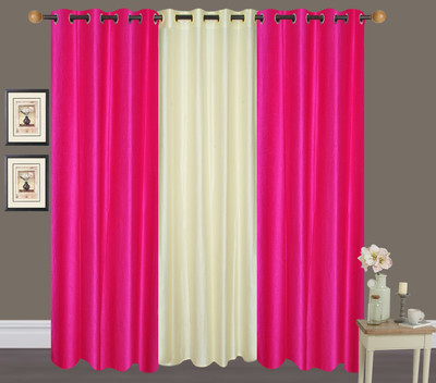 

Handloom Hut 213 cm (7 ft) Polyester Door Curtain (Pack Of 3)(Solid, Dark Pink, Cream Crush), Cream crush;dark pink