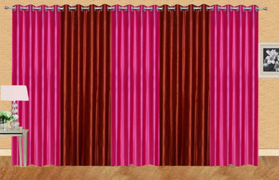 Ville Style 214 cm (7 ft) Polyester Door Curtain (Pack Of 5)(Solid, Pink, Red)