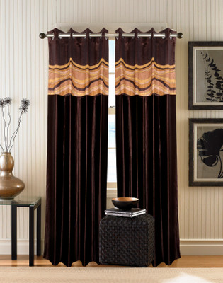

Zesture 211 cm (7 ft) Polyester Door Curtain (Pack Of 2)(Abstract, Brown)