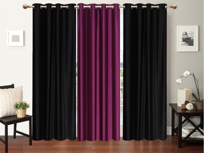 

Furnishing Zone 274 cm (9 ft) Polyester Long Door Curtain (Pack Of 3)(Plain, Black, Purple)