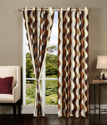 62% OFF on Shopgrab 213 cm (7 ft) Polyester Door Curtain (Pack Of 2)(Printed, Brown, Beige)