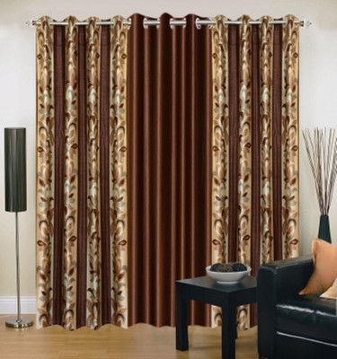 

Super India 215 cm (7 ft) Polyester Door Curtain (Pack Of 3)(Plain, Brown)