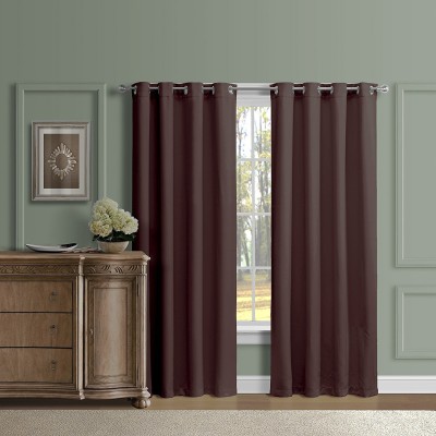 

American-Elm 275 cm (9 ft) Polyester Long Door Curtain (Pack Of 2)(Solid, Brown)