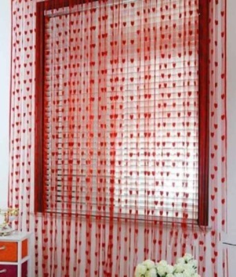 7 Ft Net Door Curtain Pack, Red Checked Curtains 90×90