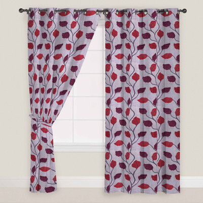 

Presto 210 cm (7 ft) Polyester Door Curtain Single Curtain(Floral, Maroon, Grey), Grey;maroon