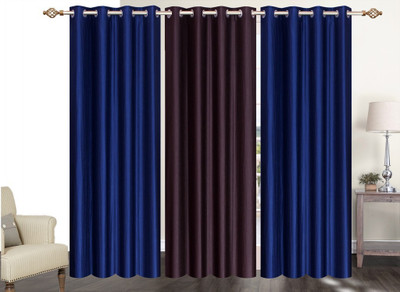 

Furnishing Zone 274 cm (9 ft) Polyester Long Door Curtain (Pack Of 3)(Plain, Blue, Brown)