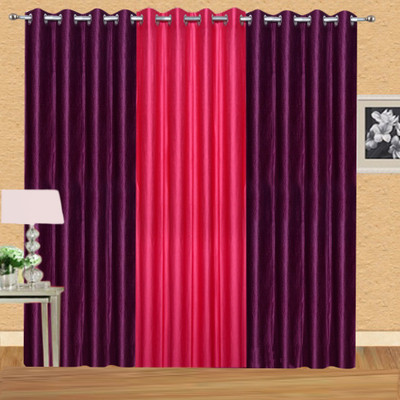 

Excel Bazaar 275 cm (9 ft) Polyester Long Door Curtain (Pack Of 3)(Solid, Wine, Dark Pink)