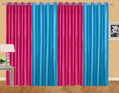 

Stella Creations 214 cm (7 ft) Polyester Door Curtain (Pack Of 4)(Solid, Pink, Light Blue), Light blue;pink