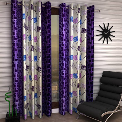 

Abhi Decor 274 cm (9 ft) Polyester Long Door Curtain (Pack Of 2)(Printed, Purple)