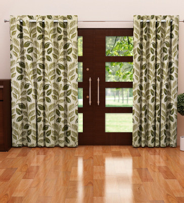 

Home Candy 212 cm (7 ft) Polyester Door Curtain (Pack Of 2)(Geometric, Green)