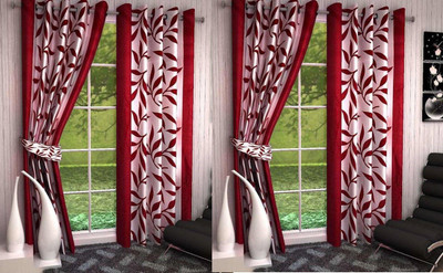 

Abhi Decor 213 cm (7 ft) Polyester Door Curtain (Pack Of 4)(Printed, Maroon)