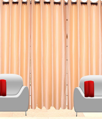 

deepanshi handloom 152 cm (5 ft) Polyester Window Curtain (Pack Of 3)(Plain, Cream)
